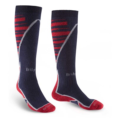 Podkolenky Bridgedale Ski Midweight Plus MP Over Calf navy/red