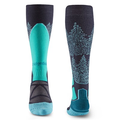 Podkolenky Bridgedale Ski Midweight MP Over Calf W dark denim/aqua