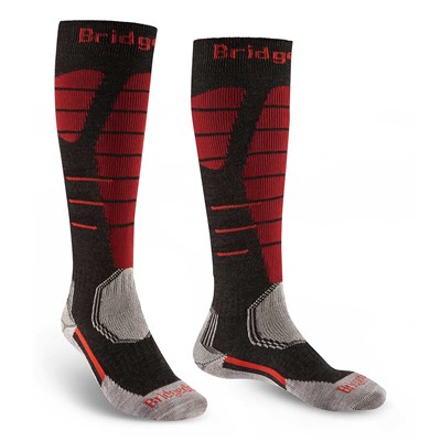 Podkolenky Bridgedale Ski Easy On MP Over Calf graphite/red