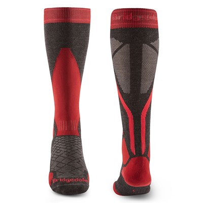 Podkolenky Bridgedale Ski Lightweight MP Over Calf graphite/red